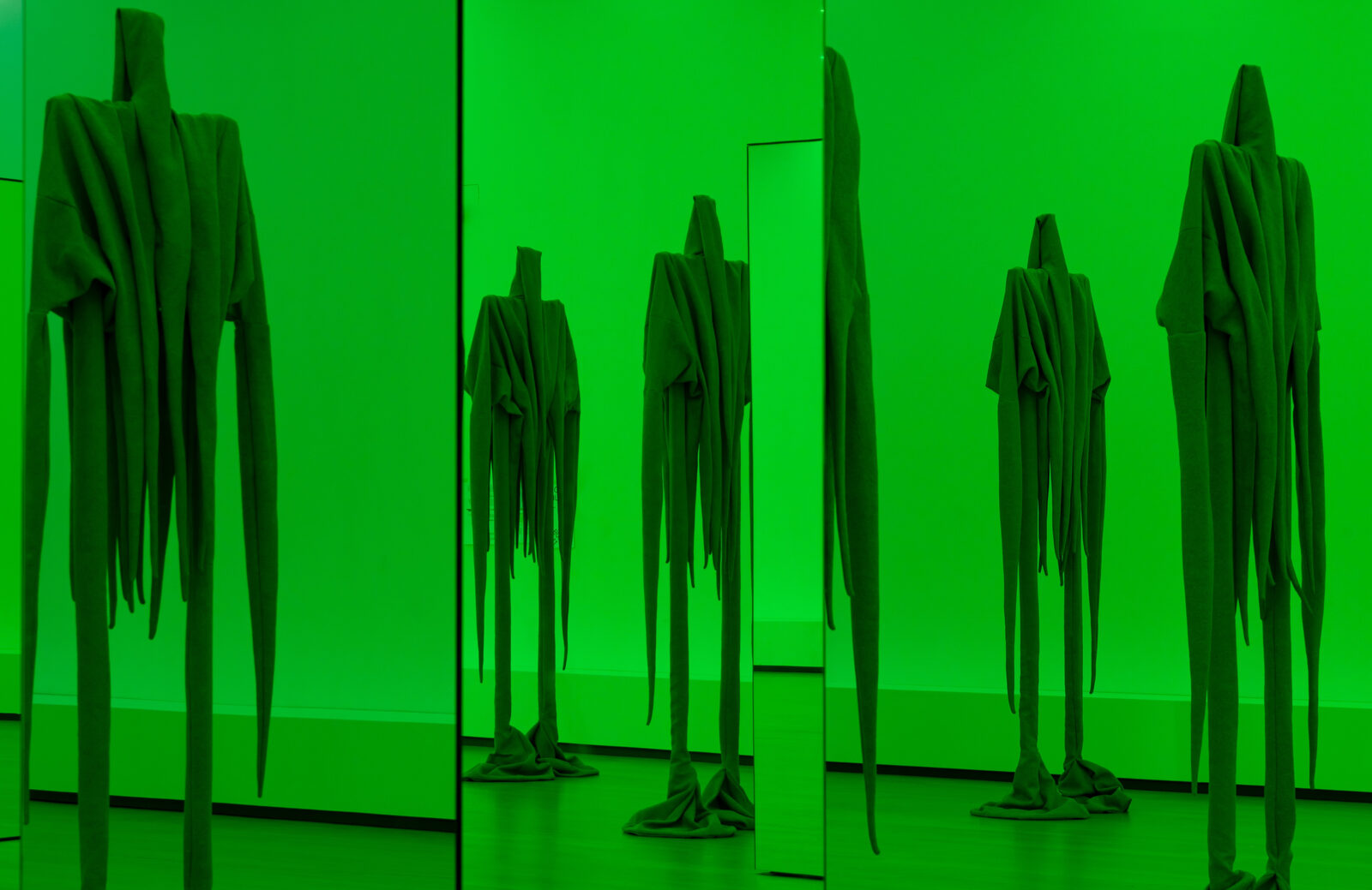 Installation view of Sandra Mujinga’s Skin to Skin at Stedelijk Museum Amsterdam